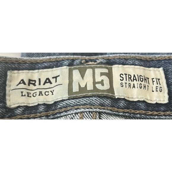 ARIAT LEGACY REBAR M5 STRAIGHT LEG & FIT HI-RISE JEANS, MENS, 35/32, DENIM BLUE - Picture 8 of 12